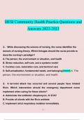 Community Health HESI practice  questions verified with 100&percnt; correct answers