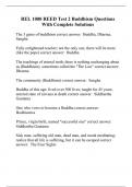 REL 1000 REED Test 2 Buddhism Questions With Complete Solutions