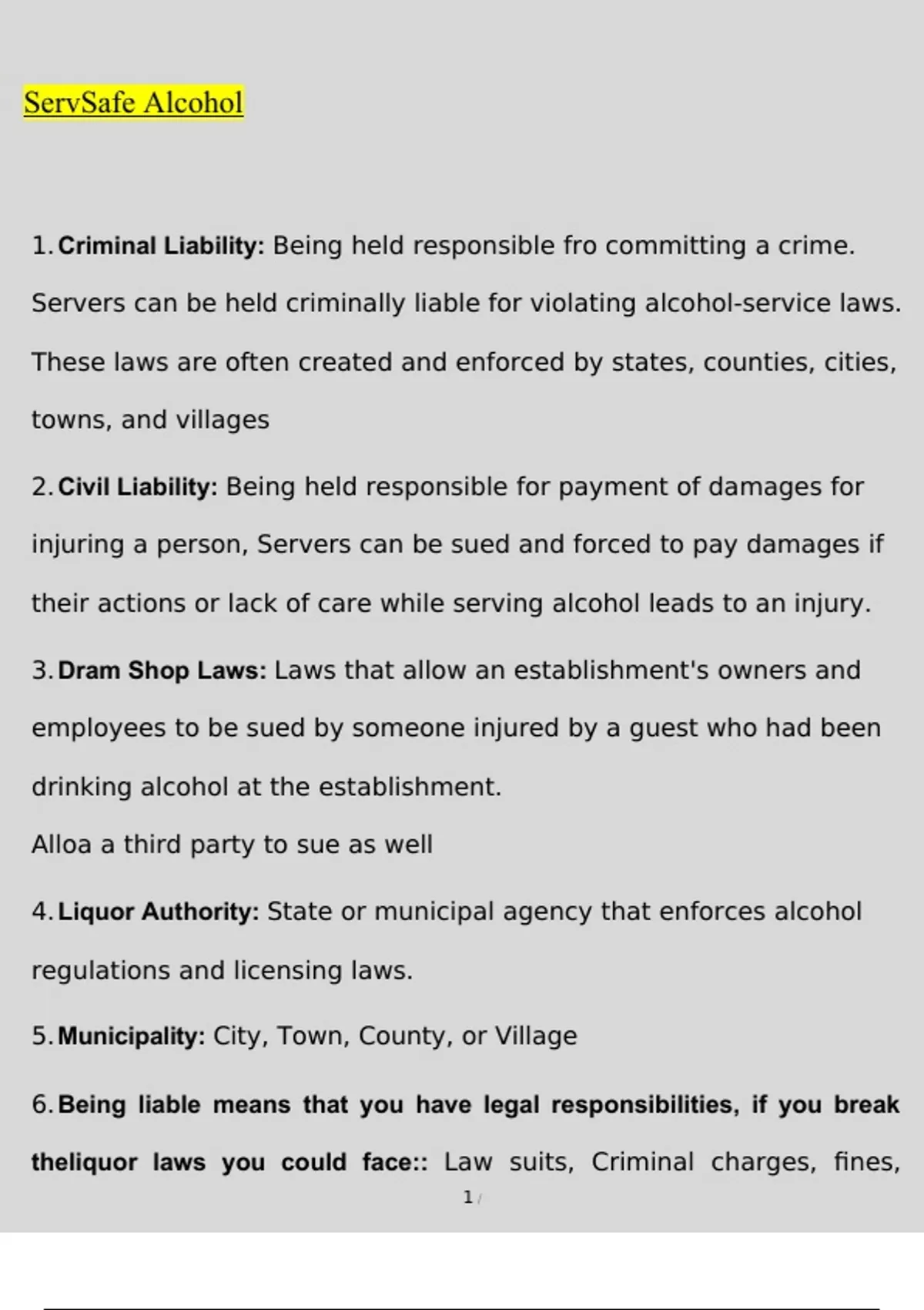 ServSafe Alcohol Exam Questions and Answers (2022/2023) (Verified