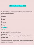 Final Exam phrca&period; questions verified with 100&percnt; correct answers