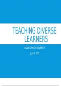 NUR 647E Topic 8 Assignment: Benchmark - Teaching Diverse Learners Presentation