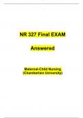 NR 327 Final EXAM  Answered