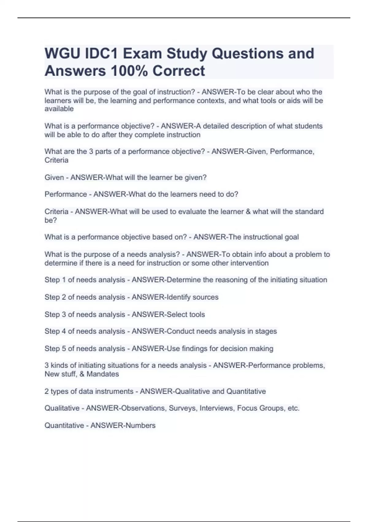 WGU IDC1 Foundations of Instructional Design 2023 /2024 STUDY BUNDLE ...