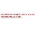 NR 511 WEEK 6 PART 2 CASE STUDY 2023 ANSWER KEY UPDATED