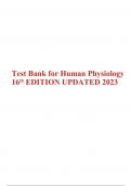 Test Bank for Human Physiology 16th EDITION UPDATED 2023