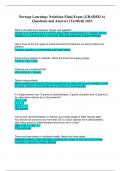 Portage Learning Nutrition Final Exam &lpar;GRADED A&rpar; Questions and Answers &lpar;Verified&rpar;