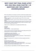 WEST COAST EMT FINAL EXAM LATEST 2023-2024 REAL EXAM CHAPTER 1-29 QUESTIONS AND 100&percnt;CORRECT ANSWERS&vert;AGRADE