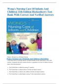 Wong's Nursing Care Of Infants And Children 11th Edition Hockenberry Test Bank With Correct And Verified Answers