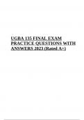 UGBA 135 FINAL EXAM PRACTICE QUESTIONS WITH ANSWERS 2023 Rated A+