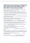 IAHSS Advanced Training for Healthcare Security Personnel 4th Edition Exam With 100&percnt; Correct Answers 2023