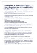 Foundations of Instructional Design Exam Questions and Answers 2023/2024 (Verified Answers)