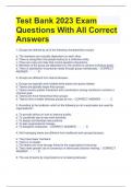 Test Bank 2023 Exam Questions With All Correct Answers