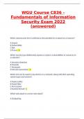 WGU Course C836 - Fundamentals of Information Security Questions and Answers Already Passed