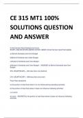 CE 315 MT1 100&percnt;  SOLUTIONS QUESTION  AND ANSWER