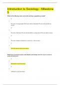 Introduction to Sociology - Milestone 5  Questions and Answers 2023