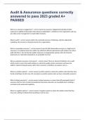 Audit & Assurance questions correctly answered to pass 2023 graded A&plus; PASSED