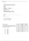 AQA GCSE Separate Science Biology Paper 1 Higher Tier Predicted Paper 2023 attached with Mark Scheme.