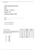 AQA GCSE Separate Science Biology Paper 2 Higher Tier Predicted Paper 2023 attached with Mark Scheme.