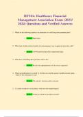 HFMA: Healthcare Financial Management Association Exam (2023/ 2024) Questions and Verified Answers
