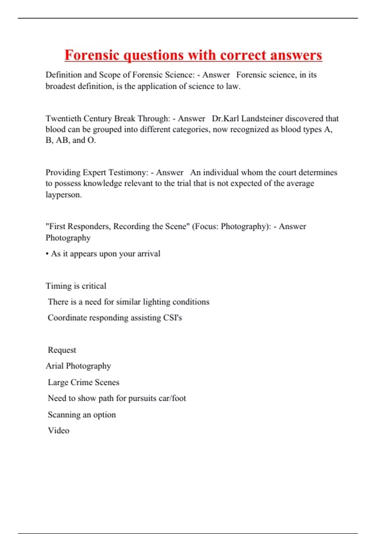 Forensic questions with correct answers Forensic Stuvia US