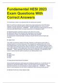 Fundamental HESI 2023 Exam Questions With Correct Answers  