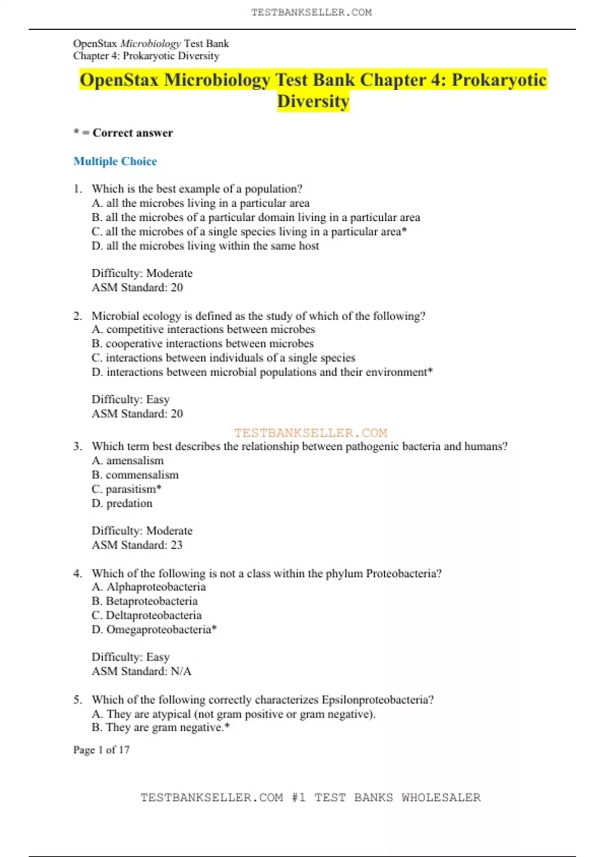 OpenStax Microbiology Test Bank Chapter 4 Prokaryotic Diversity