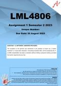 LML4806  Assignment 1 (COMPLETE ANSWERS) Semester 2 2023 - DUE 25 August 2023