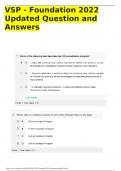 VSP - FOUNDATION LATEST EXAM 2022-2024 QUESTION AND VERIFIED ANSWERS &vert;AGRADE