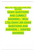WGU C702 FINAL EXAM LATEST 2023-2024 REAL EXAM QUESTIONS AND CORRECT ANSWERS / WGU C702 EXAM 200 EXAM QUESTIONS AND ANSWERS | VERIFIED ANSWERS