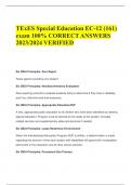 TExES Special Education EC-12 &lpar;161&rpar;  exam 100&percnt; CORRECT ANSWERS  2023&sol;2024 VERIFIED