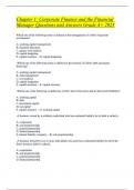 Chapter 1&colon; Corporate Finance and the Financial Manager Questions and Answers Grade A&plus; 2023