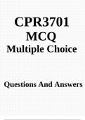 CPR3701 Multiple Choice Questions And Answers 2023 [MCQ] 