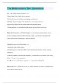 The Reformation Test Questions &vert; 60 Questions with 100&percnt; Correct Answers &vert; Verified