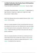 Certified Medication Aide Practice Exam &lpar;150&rpar; Questions &lpar;verified answers Latest 2023&rpar;