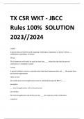 TX CSR WKT - JBCC  Rules 100% SOLUTION  2023//2024