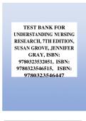 TEST BANK FOR UNDERSTANDING NURSING RESEARCH, 7TH EDITION, SUSAN GROVE, JENNIFER GRAY, WITH COMPLETE SOLUTIONS UPDATED 2023|2024 A+ GUARANTEED