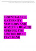 ESSENTIALS OF MATERNITY NEWBORN AND WOMEN’S HEALTH NURSING 5TH EDITION RICCI TEST BANK WITH COMPLETE SOLUTION LATEST UPDATE 2023|2024 A+ GUARANTEED