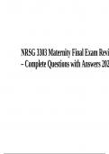 NRSG 3303 Maternity Final Exam Review (Complete Questions with Answers 2023)