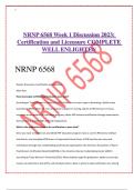 NRNP 6568 Week 1 Discussion 2023&colon; Certification and Licensure COMPLETE WELL ENLIGHTEN