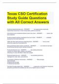 Texas CSO Certification Study Guide Questions with All Correct Answers 