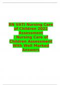  RN VATI Nursing Care of Children 2022 Assessment  / Nursing Care of Children Assessment  With Well Marked Answers