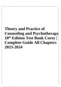Theory and Practice of Counseling and Psychotherapy 10th Edition Test Bank Corey All Chapters 