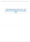 NCCT Medical Assistant Practice Test - 145  Questions and verified Answers Latest Update 2023