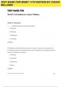 Test bank for MGMT 11th edition by Chuck Williams&vert; ALL CHAPTERS