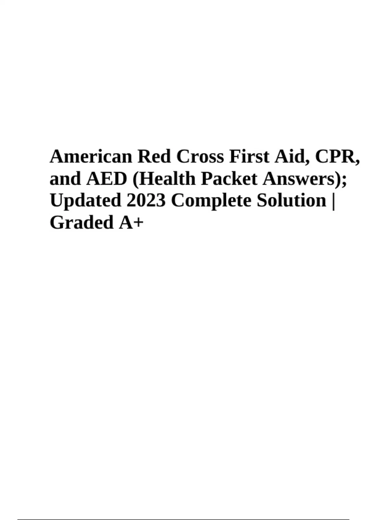 American Red Cross First aid Exam Questions With Answers Latest ...