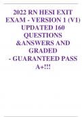 2022 RN HESI EXIT EXAM - VERSION 1 &lpar;V1&rpar; UPDATED 160 QUESTIONS &ANSWERS AND GRADED - GUARANTEED PASS A&plus;&excl;&excl;&excl; 