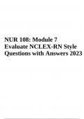 NUR 108 Module 7 Exam NCLEX-RN - Questions with Answers 2023 (Graded A+)