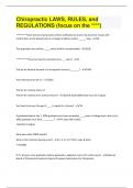 Chiropractic LAWS&comma; RULES&comma; and REGULATIONS &lpar;focus on the &ast;&ast;&ast;&ast;&rpar;&vert; Questions With 100&percnt; Correct Answers &vert; Verified