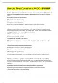 Sample Test Questions ANCC - PMHNP&vert; Questions With 100&percnt; Correct Answers &vert; Verified