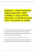 Summary - Public RelationsJMESI (JKO101) 100%  CORRECT SOLUTIONS  2023/2024 UNITED STATES  NAVY MASTER AT ARMS